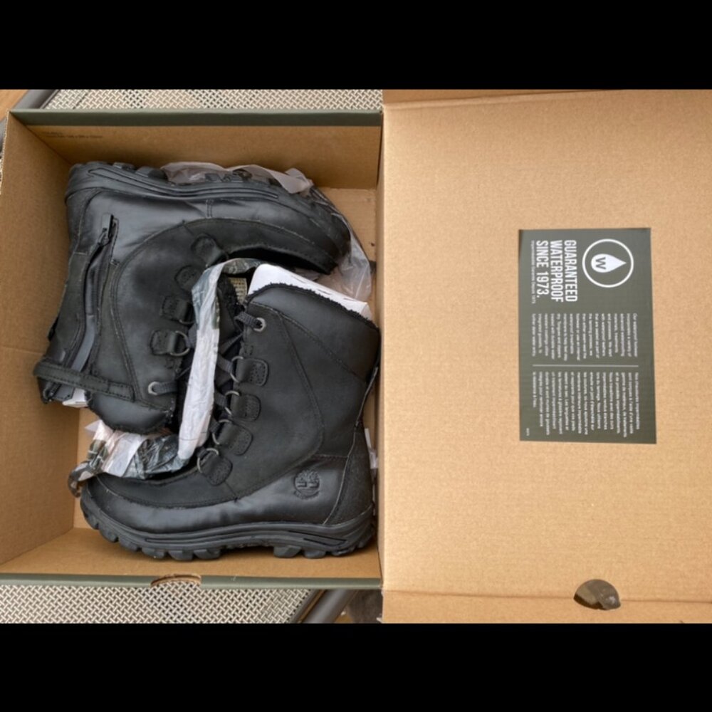 Timberland Kids' (Junior) Waterproof Full-grain Leather Black Winter Boots US 4